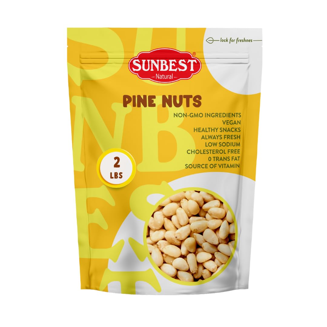 Sunbest Natural raw pine nuts 2lb—pesto-ready and versatile.