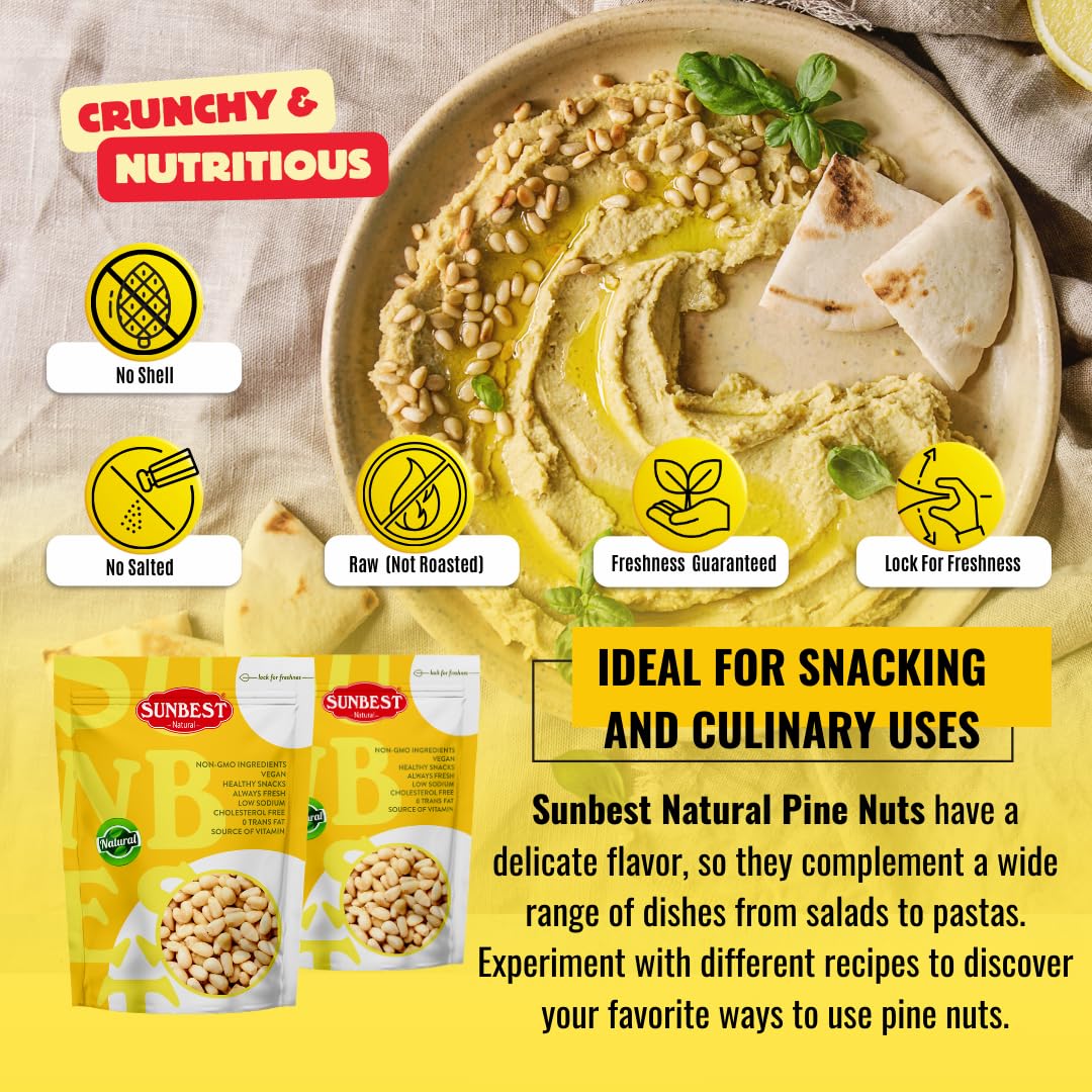 SUNBEST NATURAL pine nuts on salad add nutty crunch.