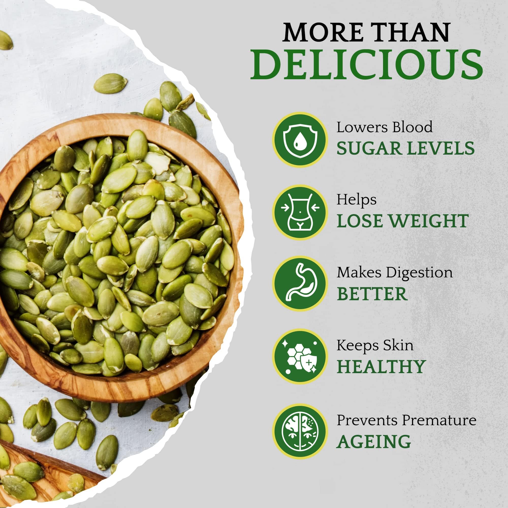 SUNBEST NATURAL pumpkin seeds pour from bag suitable for recipes.
