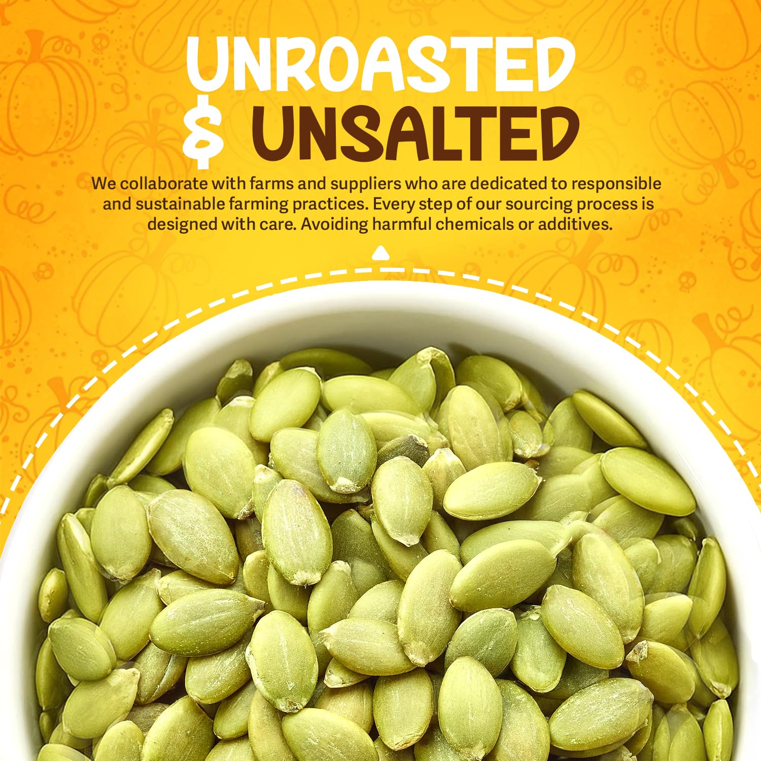 Close-up of Sunbest Natural raw pumpkin seeds showing shelled kernels and smooth texture