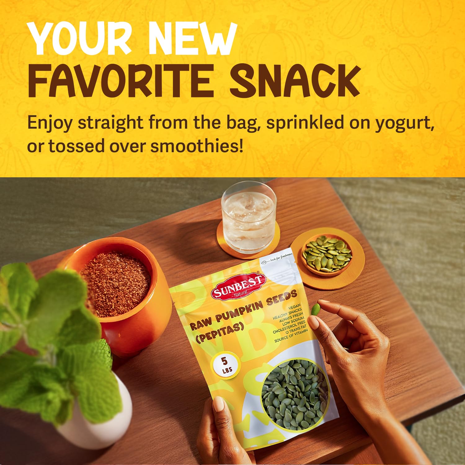Pumpkin seeds blended into smoothie for a nutrient-dense boost