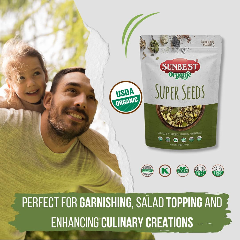 Sunbest packaging close-up showing USDA Organic and vegan labels