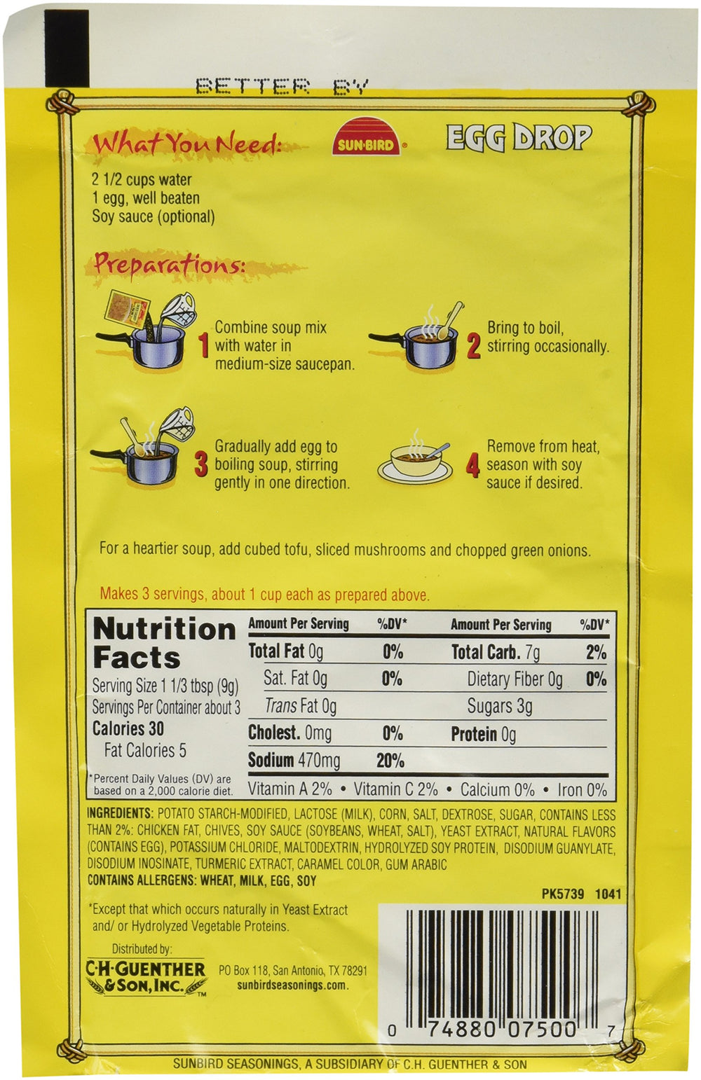 Sunbird Mix Soup Egg Drop bowl: hot serving ideal for fast weeknight dinners.