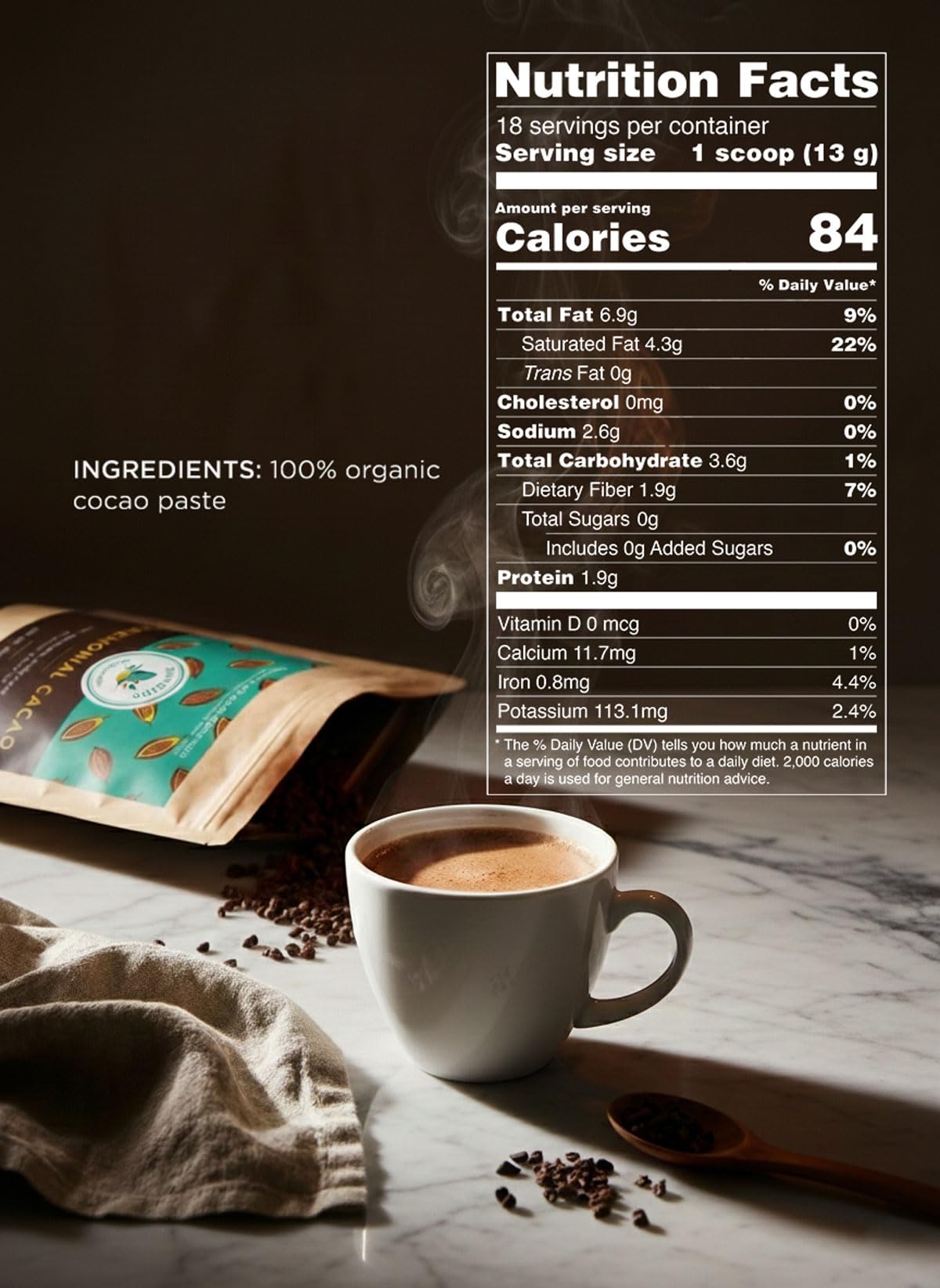 Smooth, velvety cacao drink enjoyed as part of a mindful morning