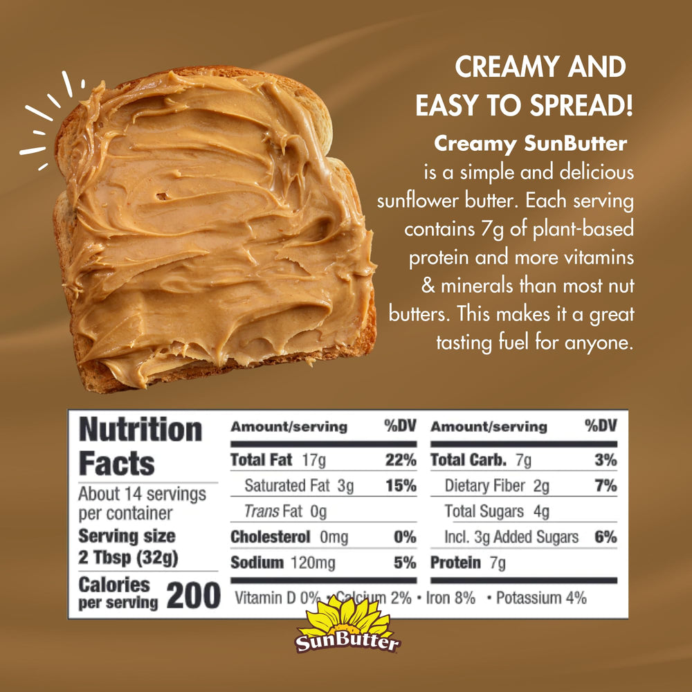 SunButter jar open on toast, showcasing smooth roasted flavor.