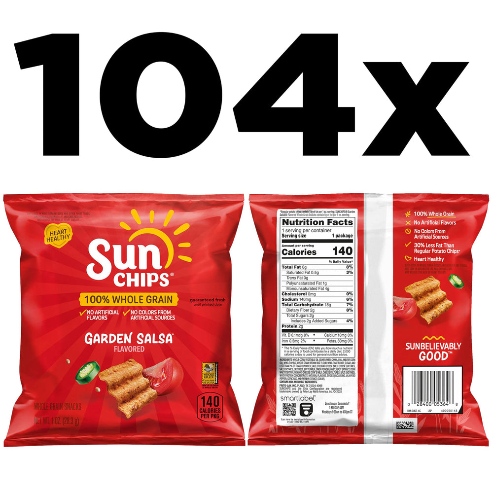 SunChips Garden Salsa bag back shows ingredients and no artificial flavors