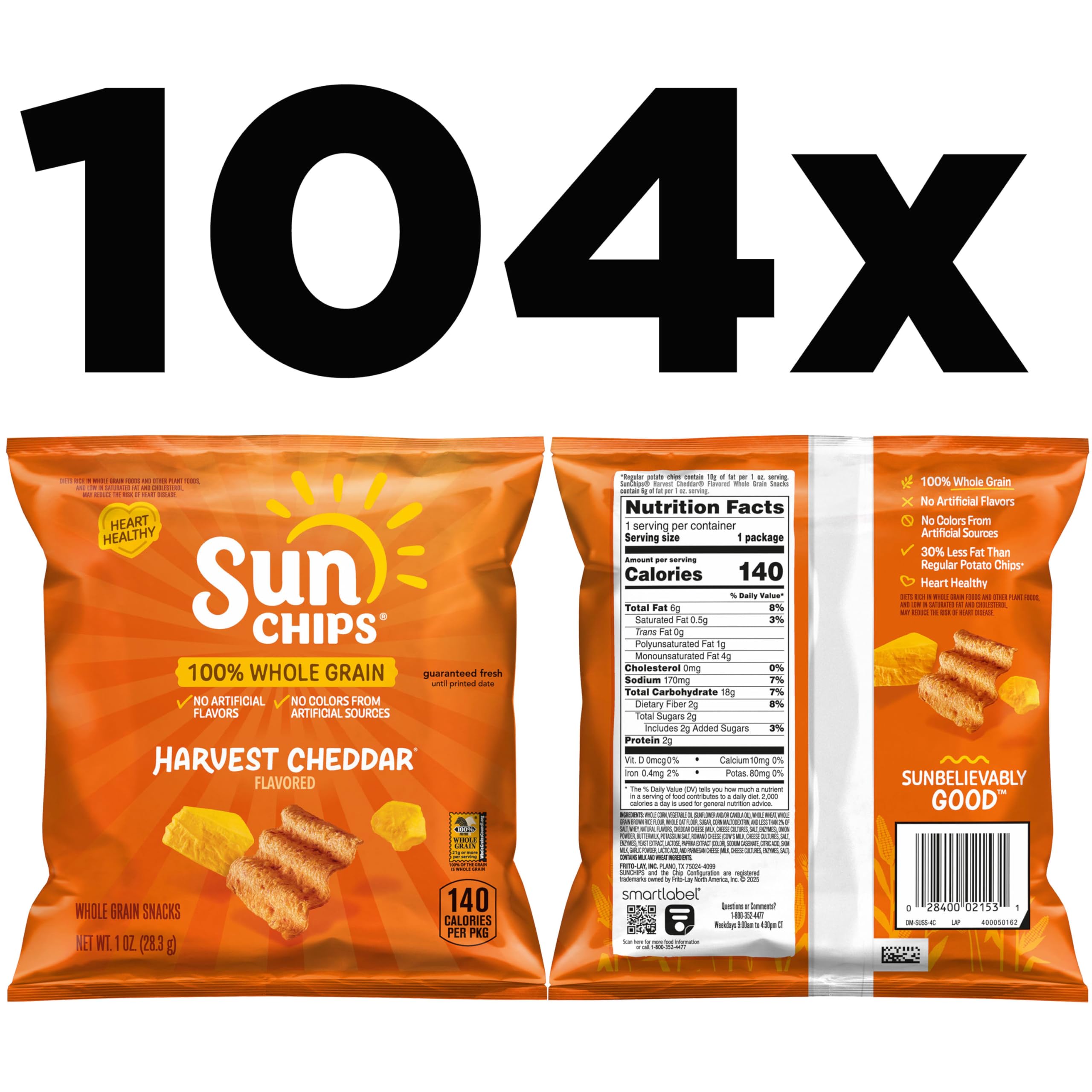 SunChips Harvest Cheddar bag close-up highlighting the wavy shape