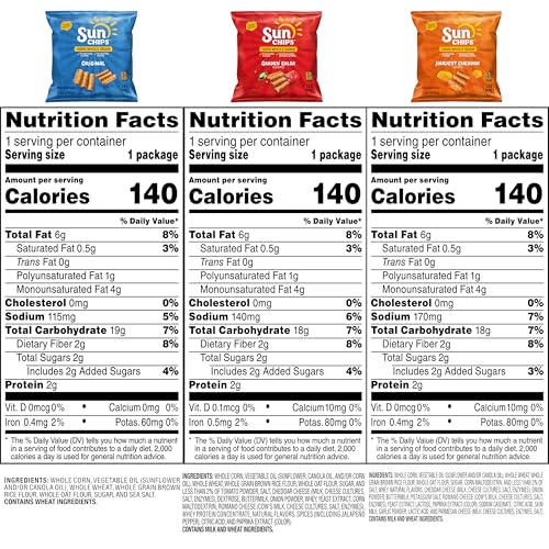 SunChips Harvest Cheddar bags with wholesome whole grain crunch for lunch