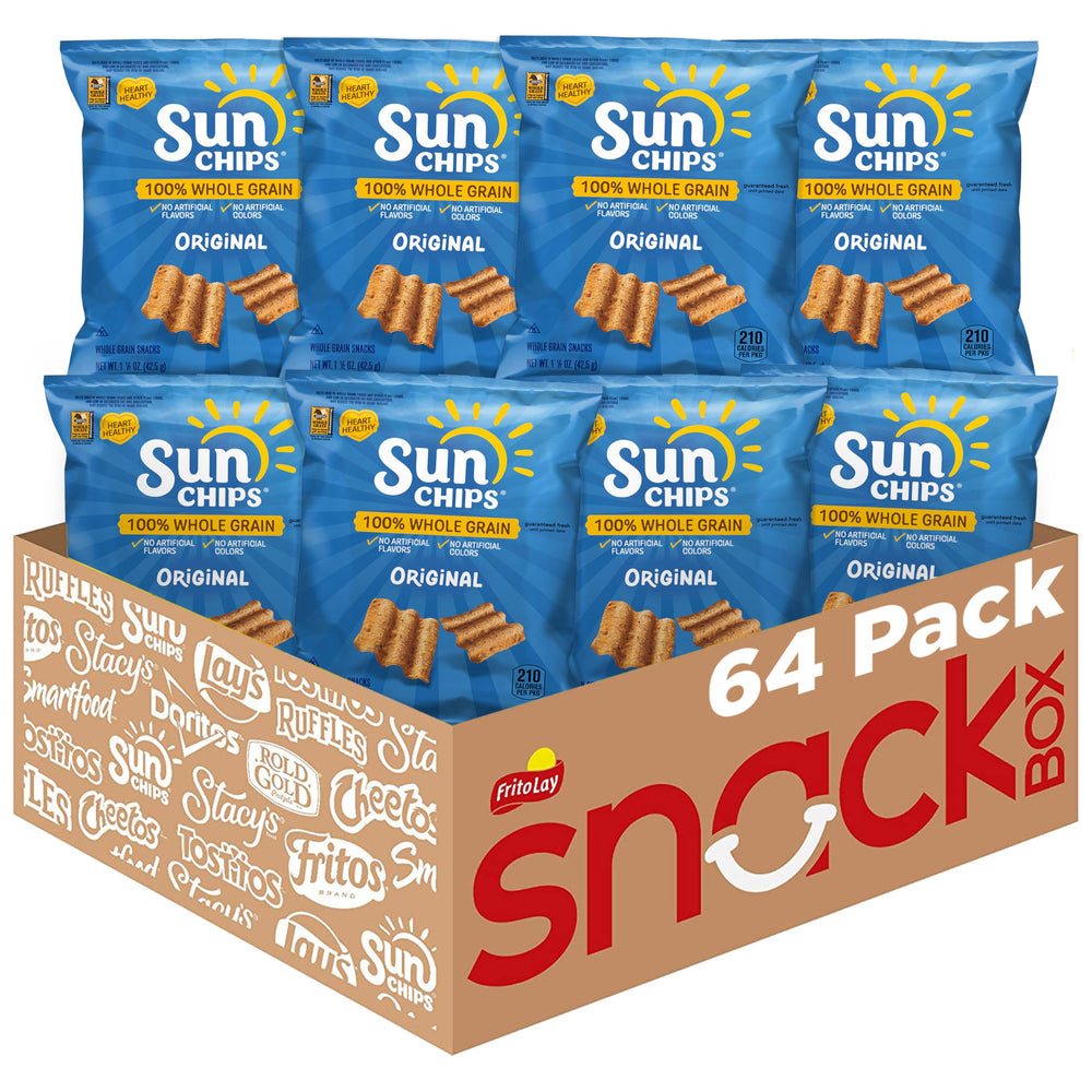 Sunchips Original Multigrain 64-pack display on shelf for sharing