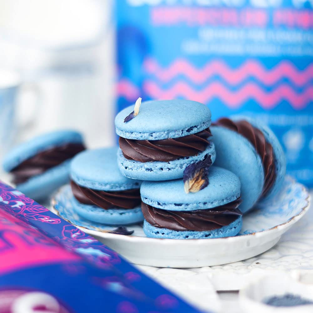 Blue butterfly pea powder in yogurt for vibrant color.