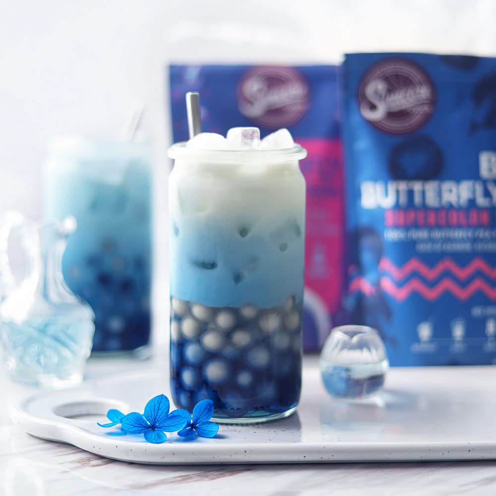 Suncore Foods Blue Butterfly Pea Powder resealable pouch preserves freshness.