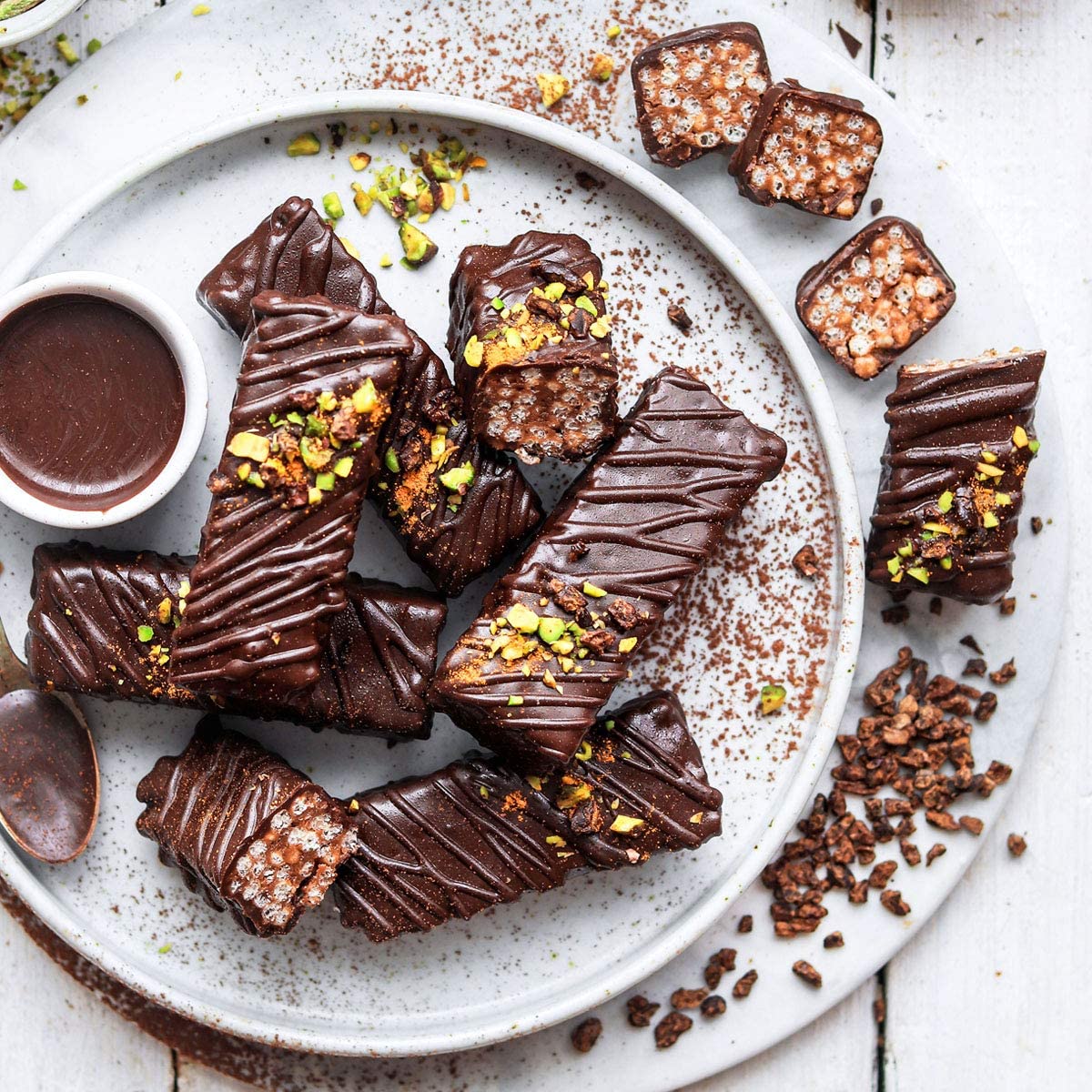 Suncore Foods Organic Cacao Nibs on dessert for chocolate note