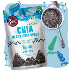 Suncore Foods Organic Black Chia Seeds resealable pouch ready for everyday use.