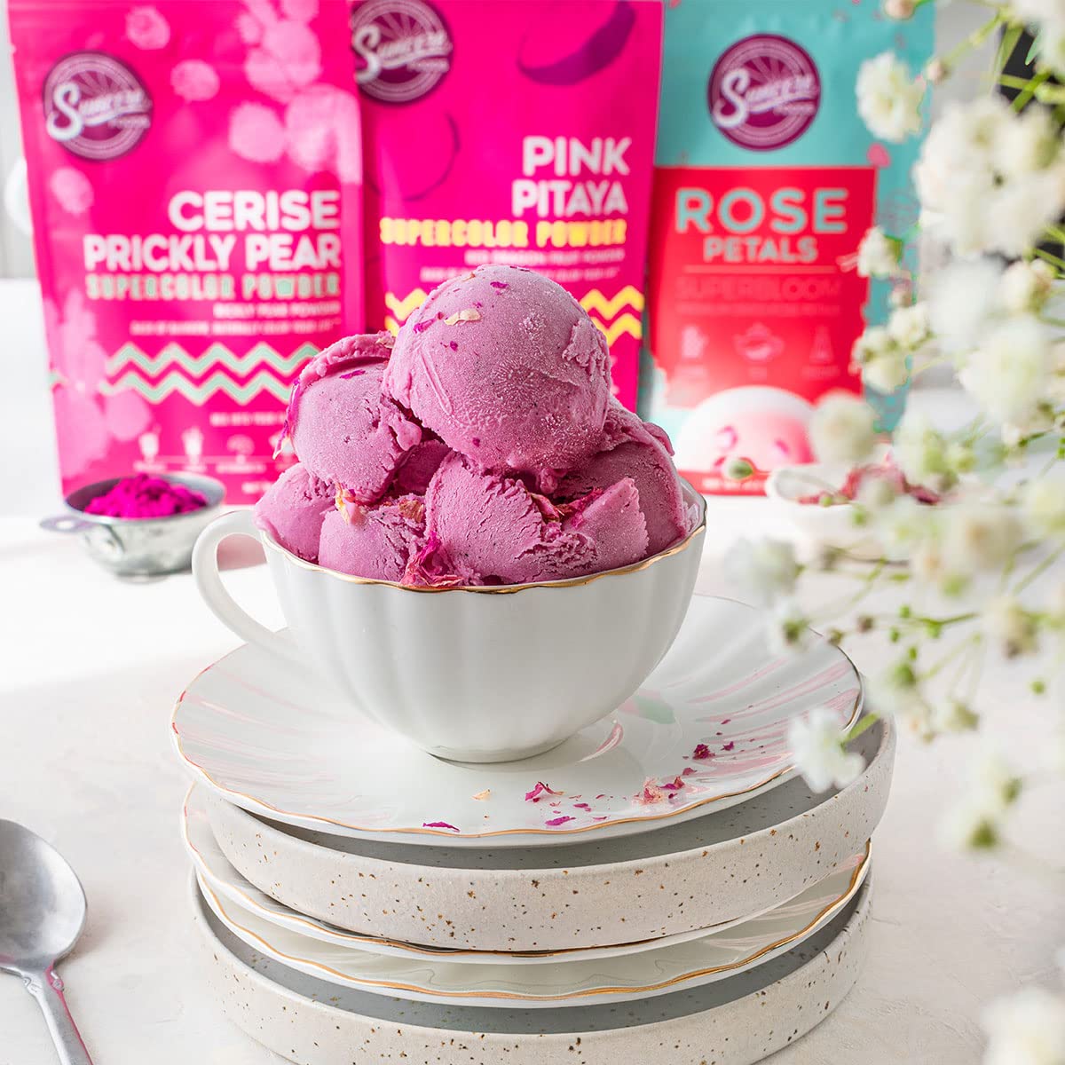 Suncore Foods Rose Petals Bloom - resealable jar preserves freshness and aroma.