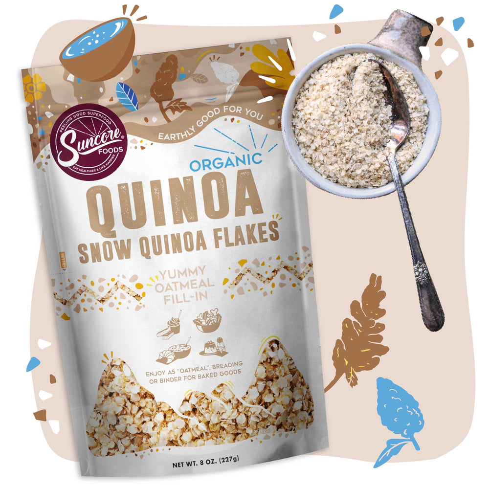 Snow Quinoa Flakes stirred into yogurt for a creamy, nutty boost by Suncore Foods