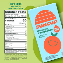 SunCup 100% real fruit juice without added sugar or dyes for busy mornings.