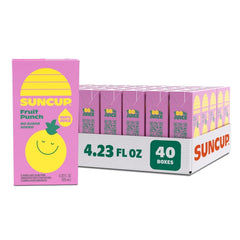 Suncup fruit punch juice box with straw attached for easy school lunches.