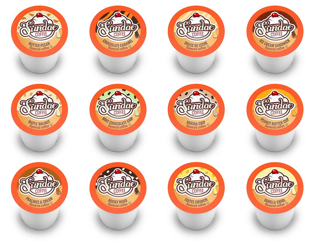 Sundae Coffee 48-count sampler displayed for exploring new flavors every day.