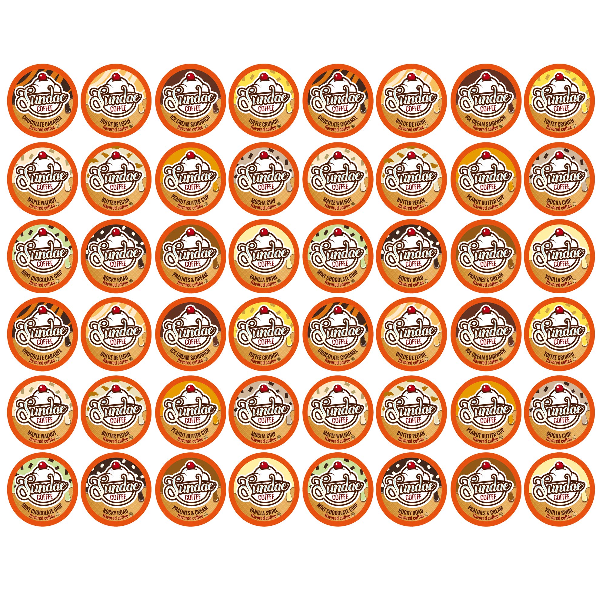 Sundae Coffee sundae ice cream pods ready for pour-ready flavor variety in every cup.