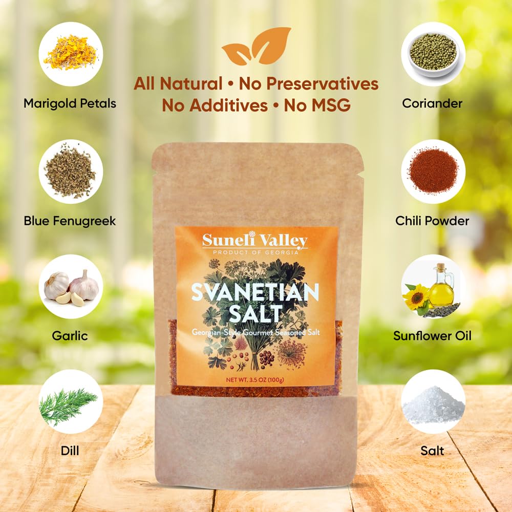 Suneli Valley Svanetian Salt sprinkled on dish to finish flavor.