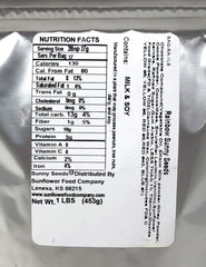 Sunflower Food Company multicolor candy coating closeup on rainbow seeds.