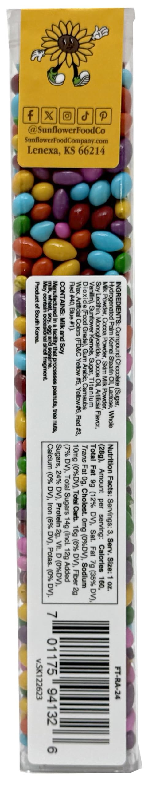 Sunflower Food Company rainbow seeds ideal for party favors, adding color and crunch.