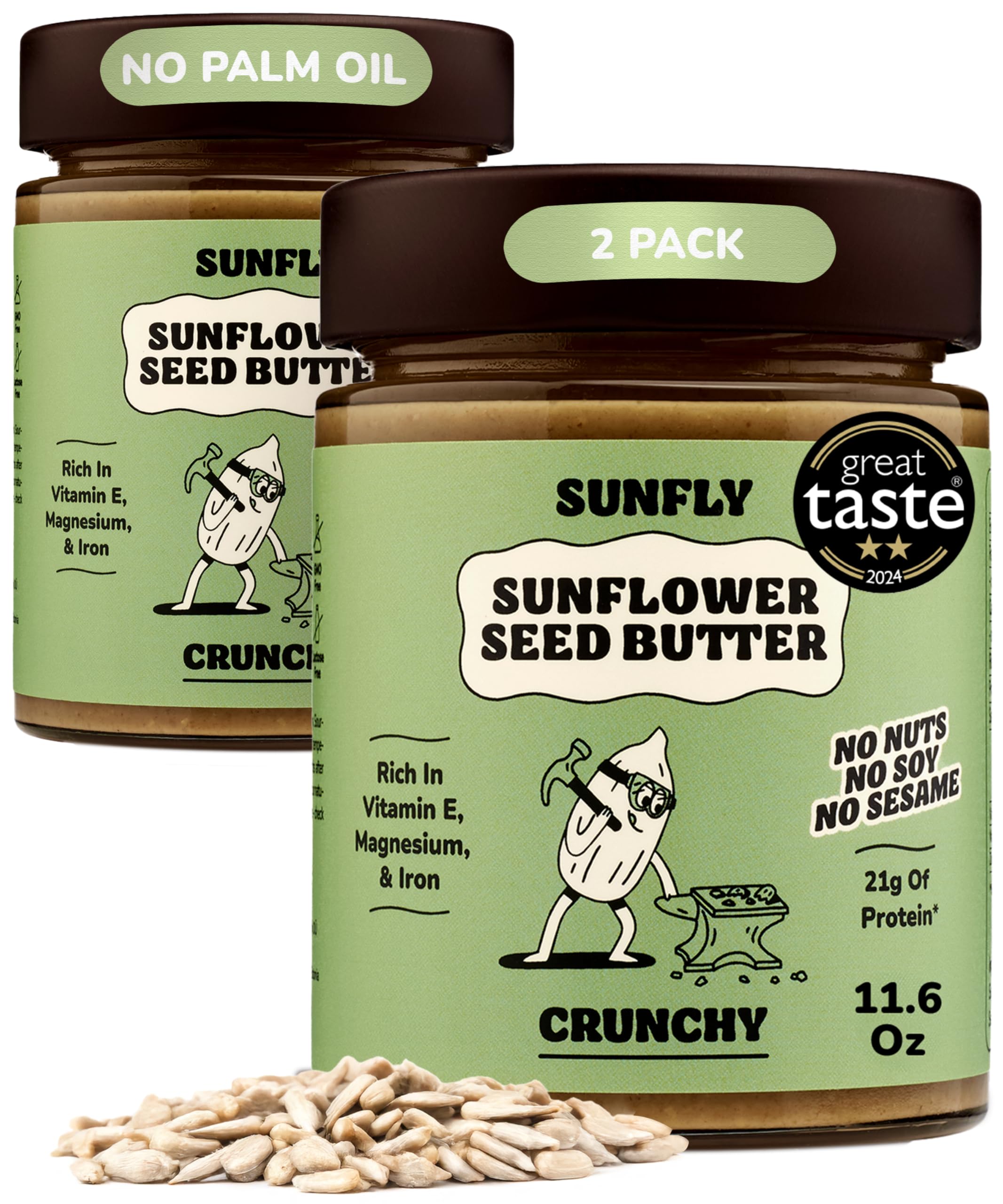 Sunfly Sunflower Butter jar with crunchy texture, ideal for toast.