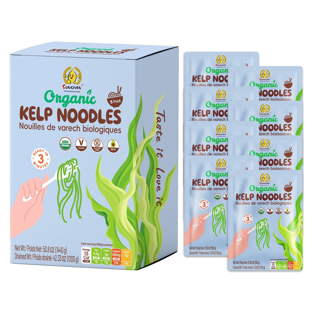 SUNGIVEN Organic Kelp Noodles pack for light, low-calorie meals