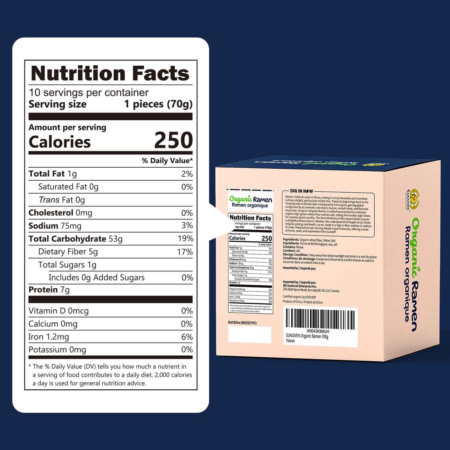 SUNGIVEN Organic Ramen Noodles uncooked reveal sturdy high-gluten texture for chewy results.