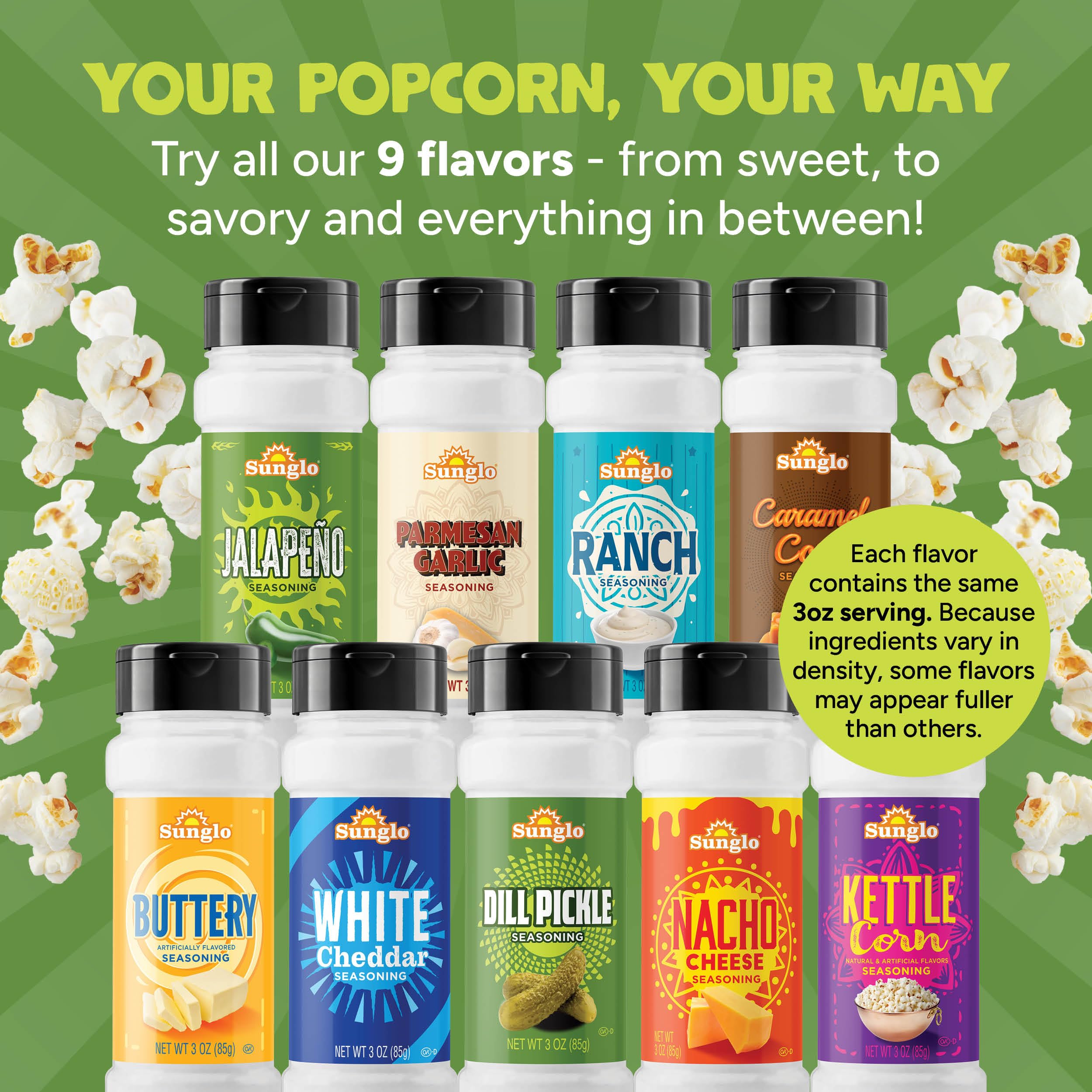 Sunglo dill pickle seasoning label close-up highlighting clean ingredients