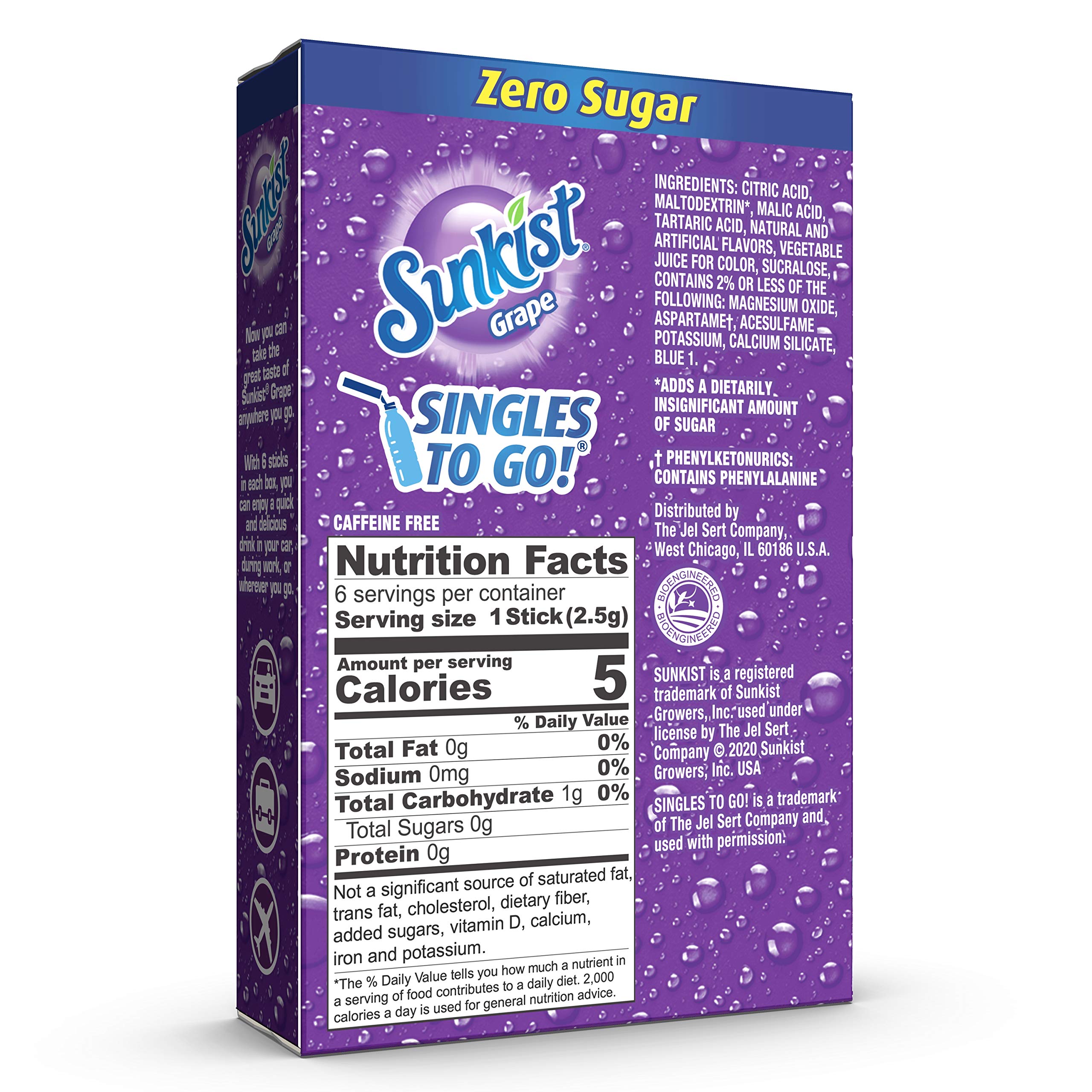 Sunkist Soda Singles To Go grape packet dissolves easily for quick, sugar-free sipping.