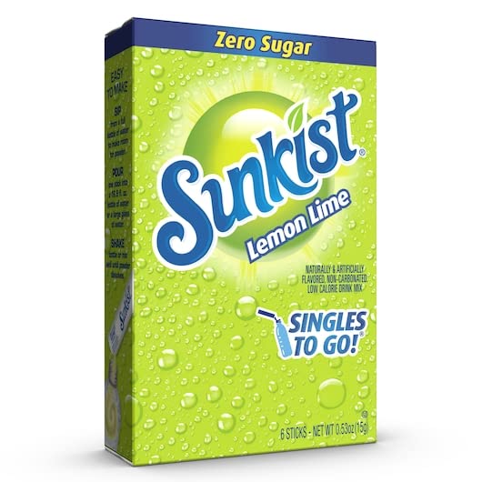 Sunkist Singles To Go Lemon Lime boxes for convenient family hydration on the go.