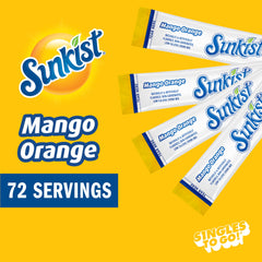 SINGLES TO GO! Sunkist Mango Orange glass showing caffeine-free refreshment
