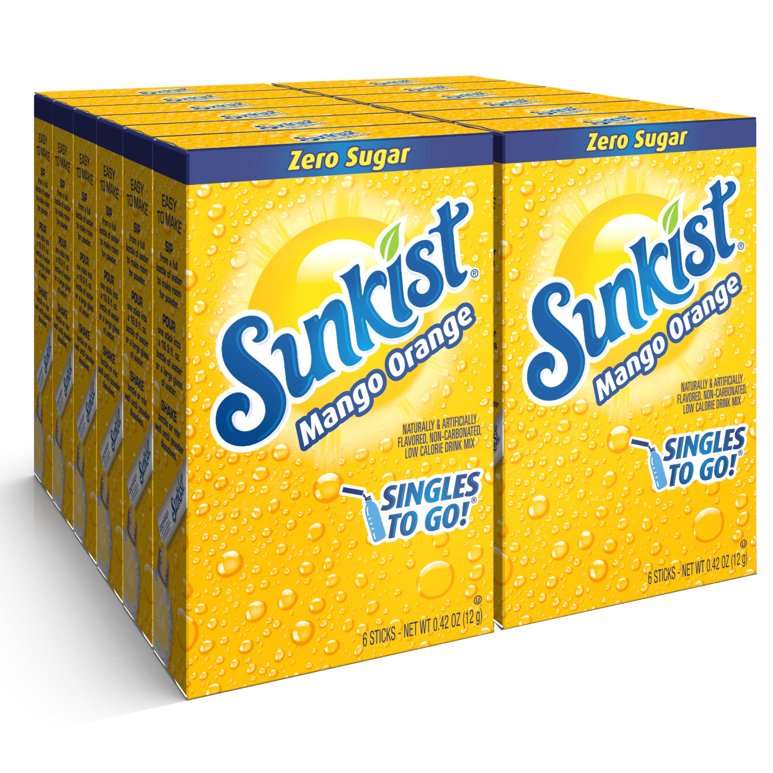 SINGLES TO GO! Sunkist Mango Orange packet for on-the-go hydration with zero sugar