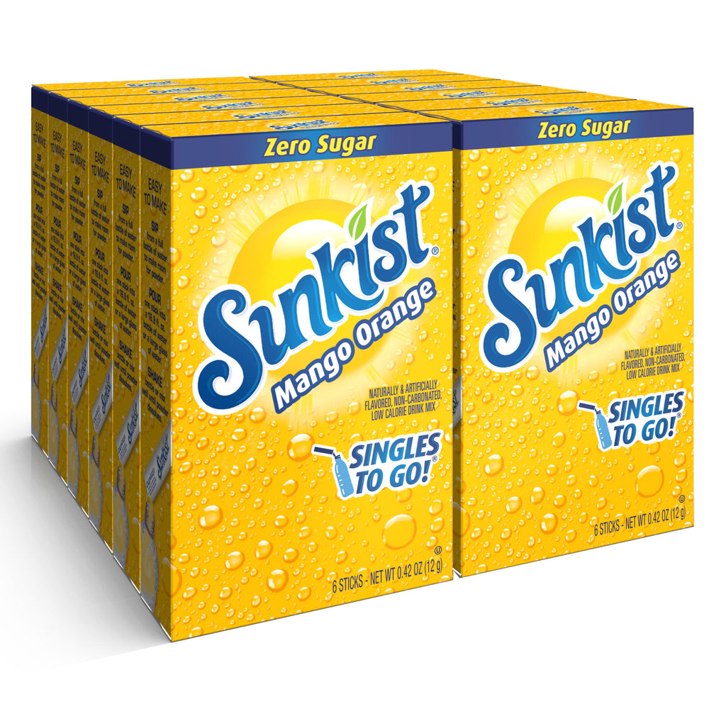 SINGLES TO GO! Sunkist Mango Orange packet for on-the-go hydration with zero sugar