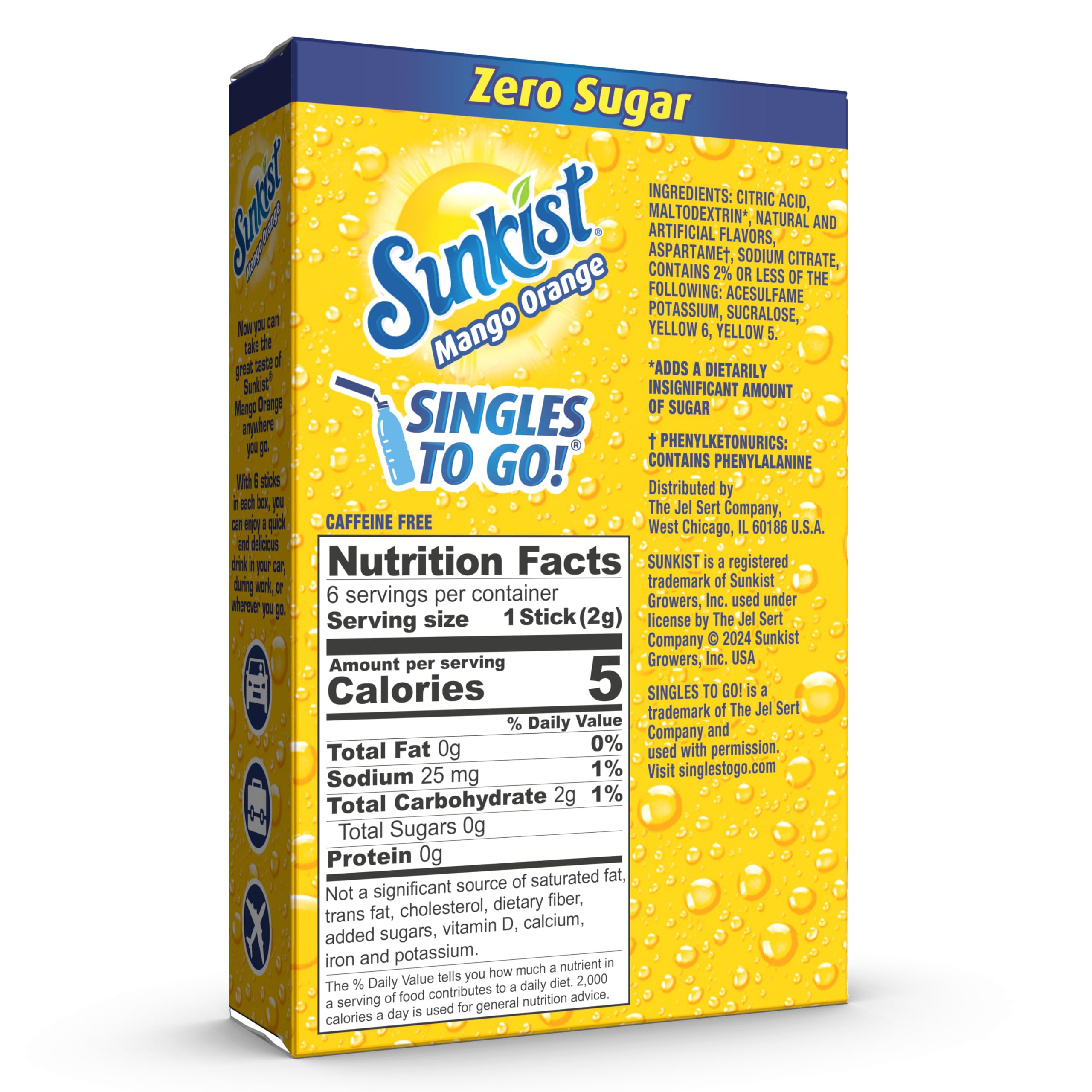 SINGLES TO GO! Sunkist Mango Orange being poured into water for quick flavor