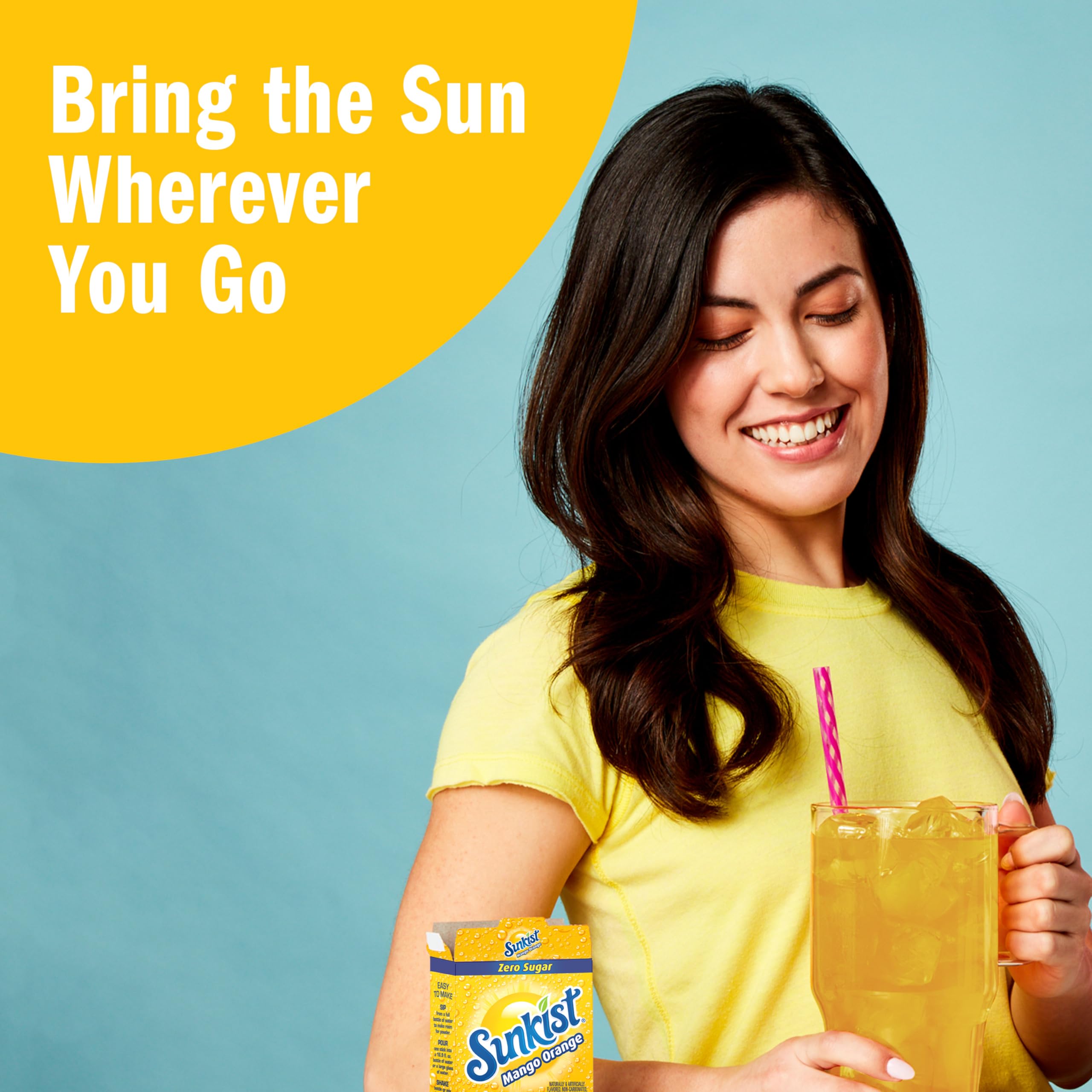 SINGLES TO GO! Sunkist Mango Orange stick dissolving in water for flavor