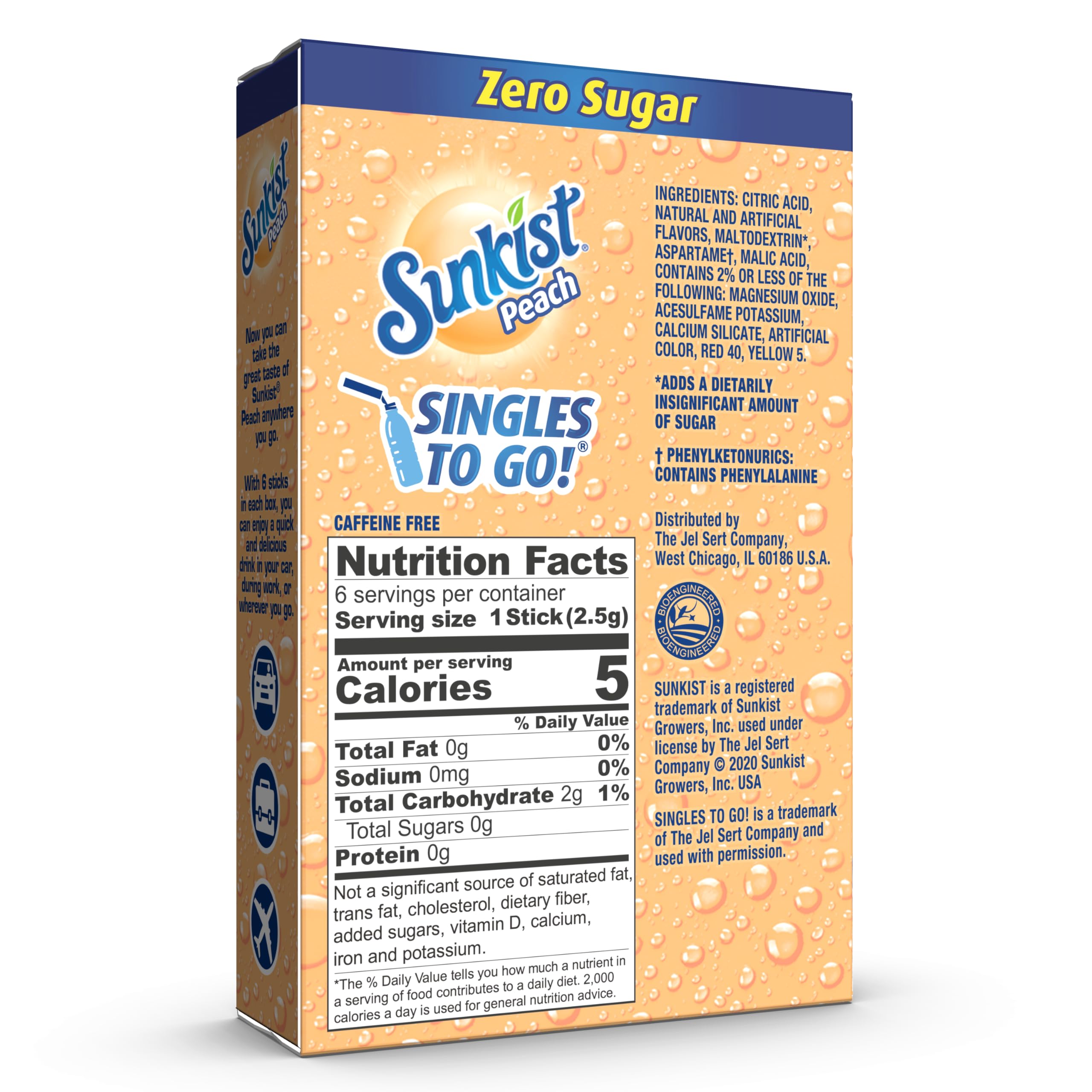 Pouring Sunkist Singles To Go peach into a bottle for on-the-go hydration
