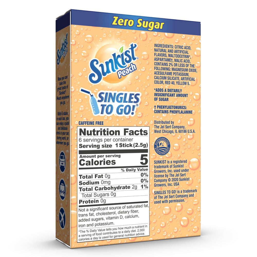 Pouring Sunkist Singles To Go peach into a bottle for on-the-go hydration