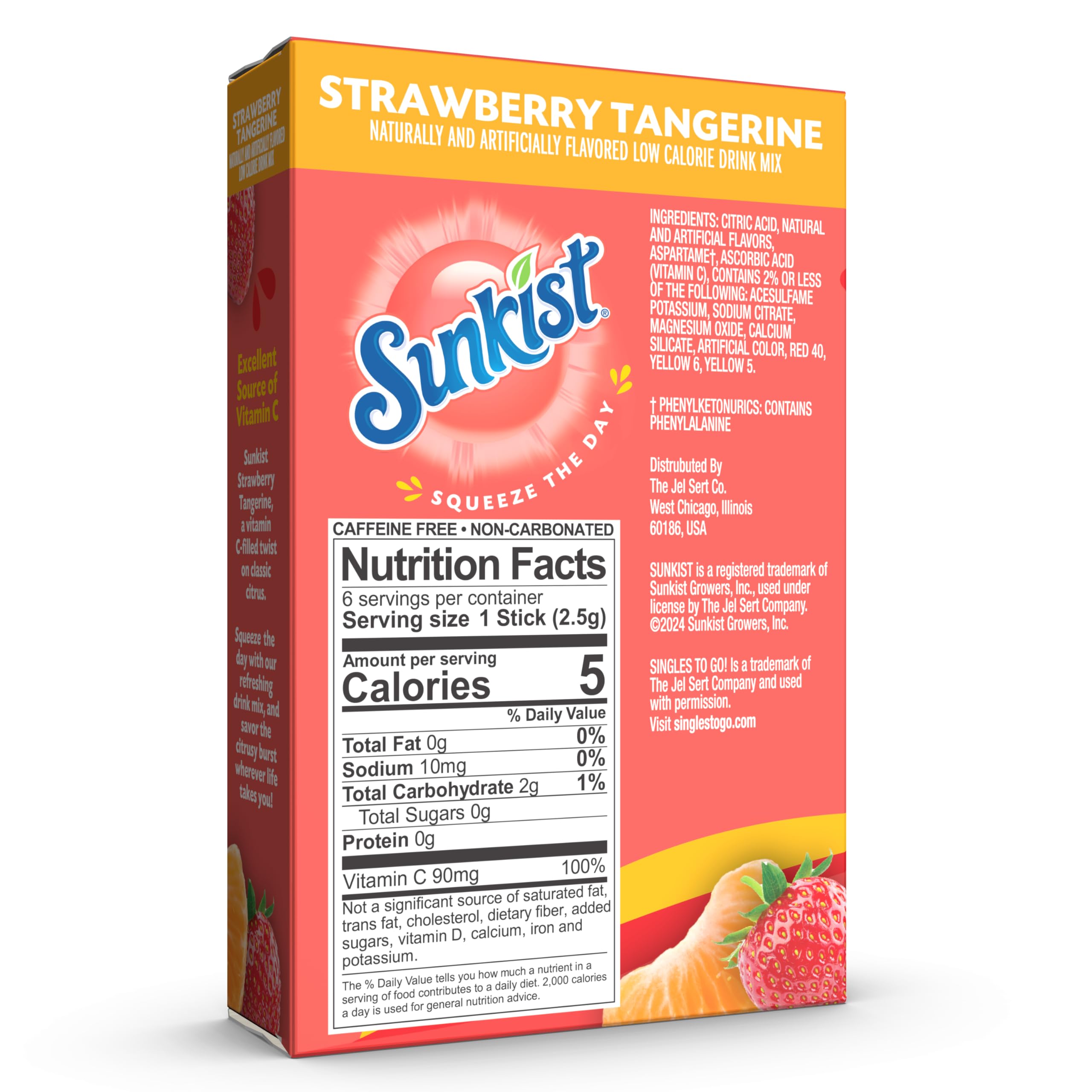 Close up of a Sunkist Singles to Go stick dissolving in water for refreshing flavor