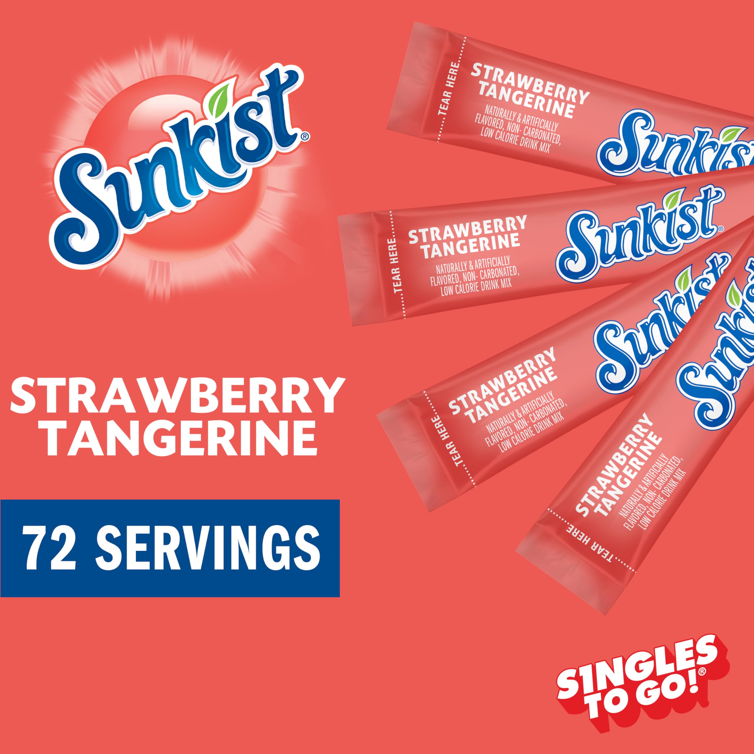 Box of Sunkist Singles to Go Strawberry Tangerine packets ready to grab