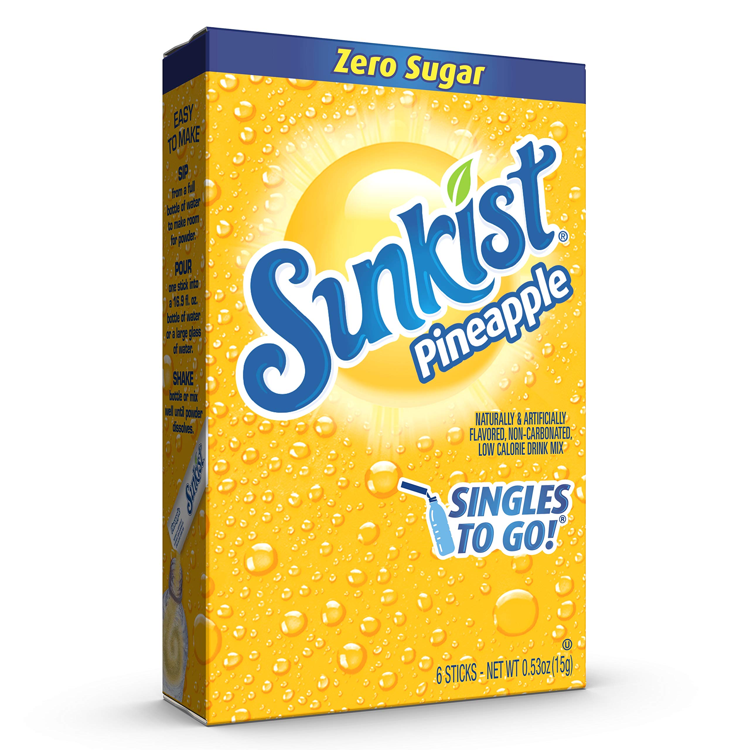 Sunkist Pineapple Singles To Go box display for travel and office use