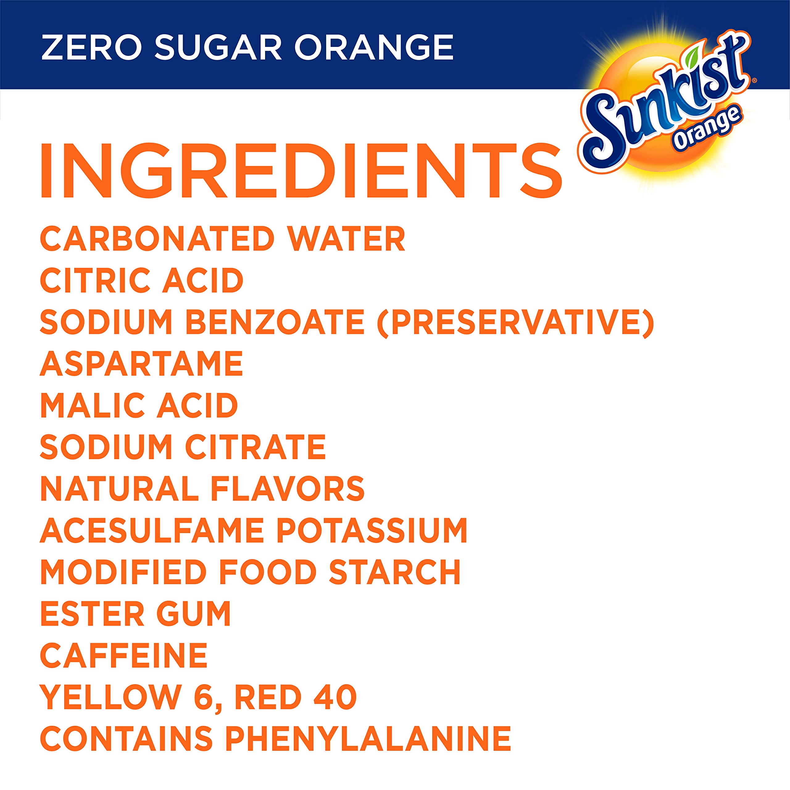 Sunkist Zero Sugar orange soda can side label