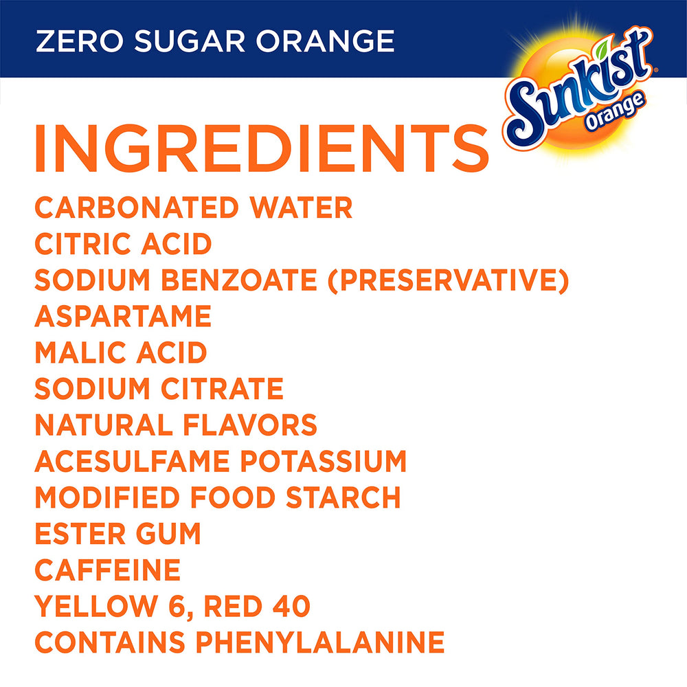 Sunkist Zero Sugar orange soda can side label