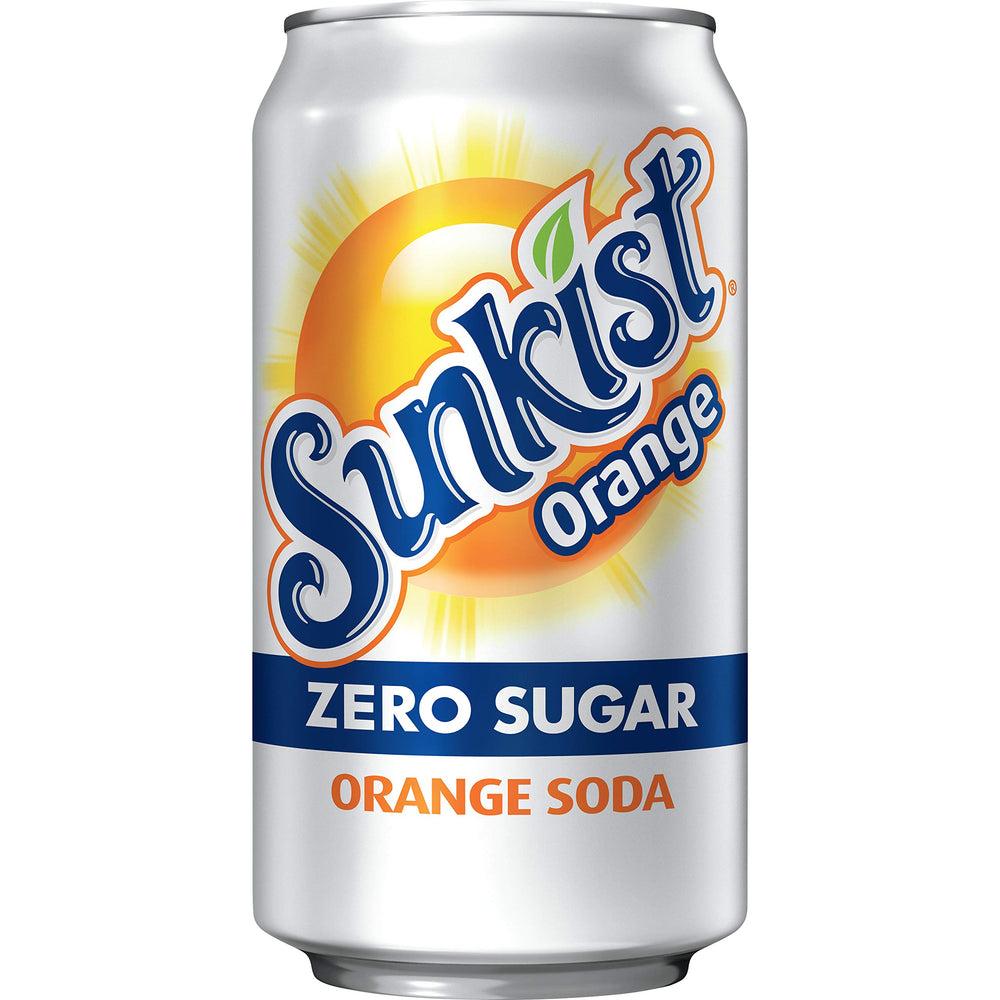 Sunkist Zero Sugar orange soda glass with orange slice