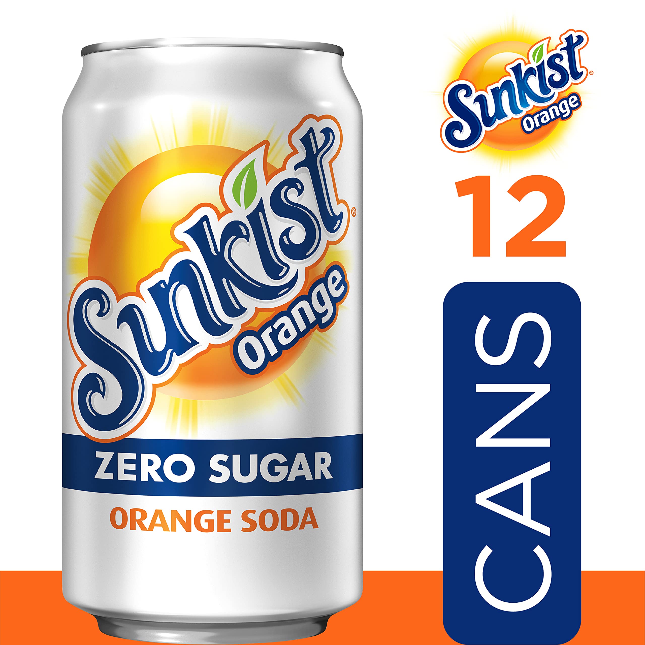 Sunkist Zero Sugar orange soda is poured into a glass