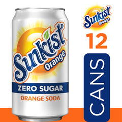 Sunkist Zero Sugar orange soda is poured into a glass
