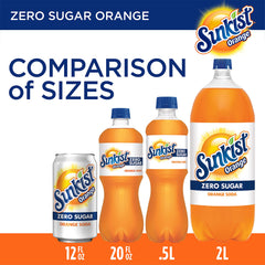 Sunkist Zero Sugar orange soda with ice in a cold glass
