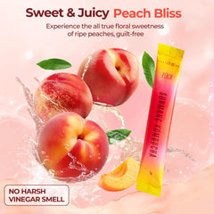 SUNMANC Peach Kombucha in a glass shows sparkling, zero-sugar sip