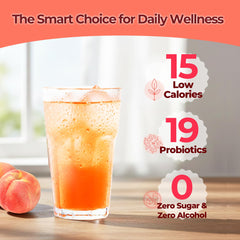 SUNMANC Peach Kombucha with vitamin C and green tea for daily wellness